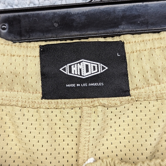 HMDD Shorts Mens Large Happy Memories Don't Die Los Angeles Cali Tan Beige USA - Picture 14 of 14